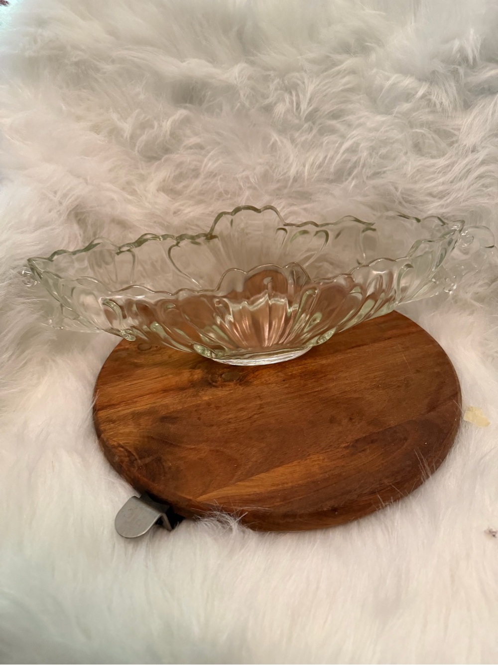 Vintage Console Bowl Clear Glass Floral Serving Bowl - Elegant Home Dining